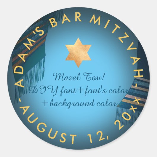 Sticker Rond PixDezines Tallit Bar Mitzvah/do-it-yourself coule (Devant)