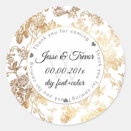 Sticker Rond PixDezines Toile/Faux Roses d'or (Devant)