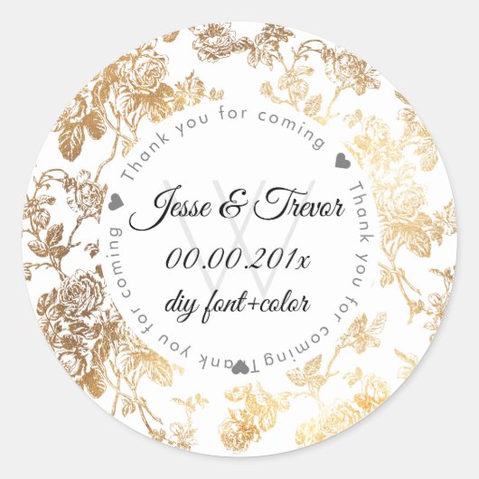 Sticker Rond PixDezines Toile/Faux Roses d'or (Devant)