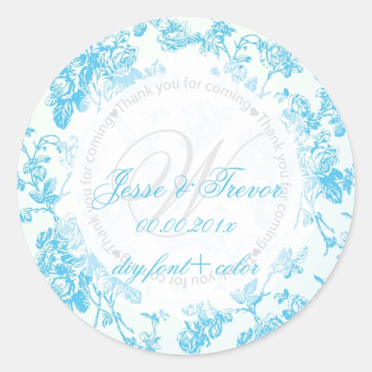 Sticker Rond PixDezines toile vintage/bleu aqua (Devant)