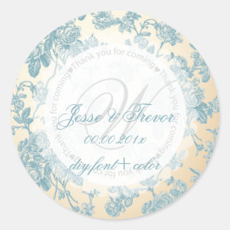 Sticker Rond PixDezines toile vintage/gris turquoise