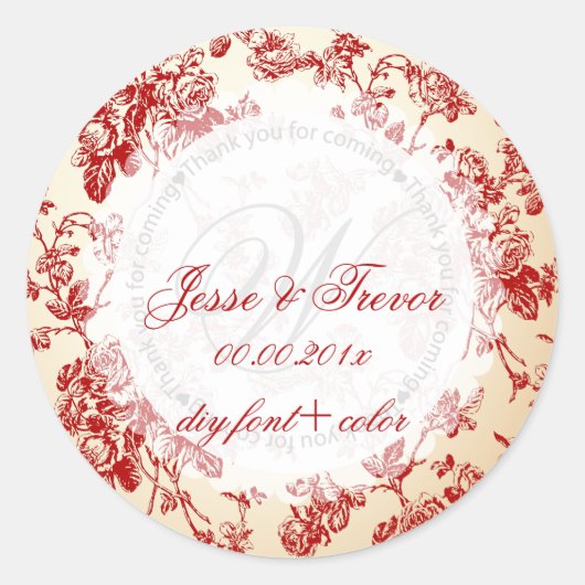 Sticker Rond PixDezines toile vintage/rouge (Devant)