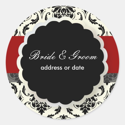 Sticker Rond PixDezines Vendome Damask, do-it-yourself Rouge (Devant)