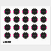Sticker Rond PixDezines Vendome Damask, Hot Pink (Feuille)