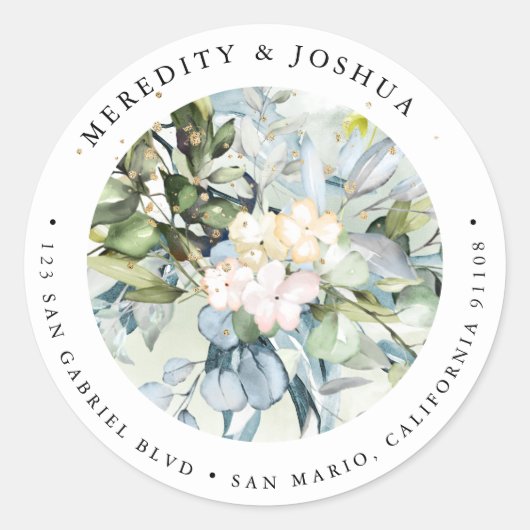 Sticker Rond PixDezines Verdure, Sage Green Blue Gum Foliage (Devant)