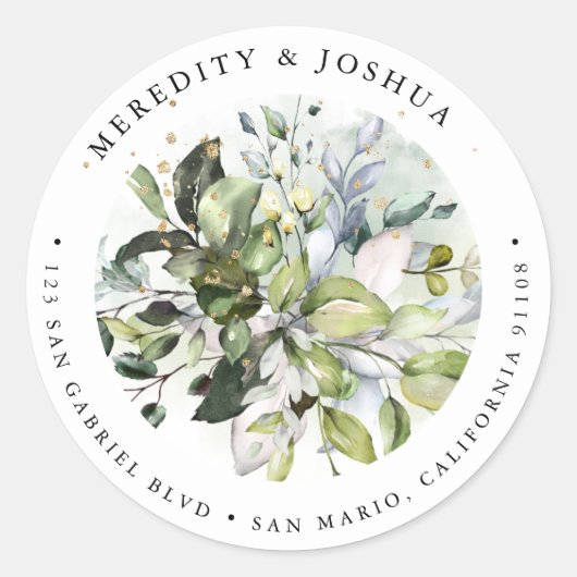 Sticker Rond PixDezines Verdure, Sage Green Silver Foliage (Devant)