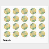 Sticker Rond PixDezines VINTAGE FAUX OR PEACOCK FEATHER (Feuille)