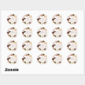 Sticker Rond PixDezines Vintage H2 Blush Bourgogne Fleurs (Feuille)