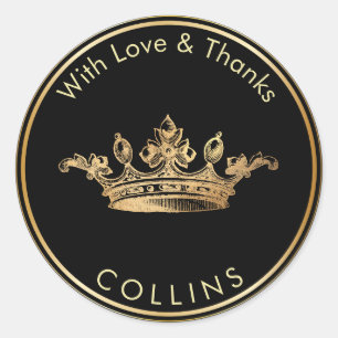 Sticker Rond PixDezines Vintage Imperial Crown/Faux Gold