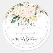 Sticker Rond PixDezines Watercolor Elegant Rustic Blush Roses (Devant)