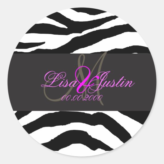Sticker Rond PixDezines zebra monogramme autocollants/couleurs  (Devant)