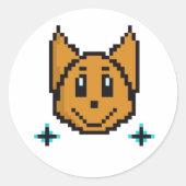 Sticker Rond Pixel Art de Chien Mignon | Kawaii 8-Bit (Devant)
