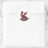 Sticker Rond Pixel Art Dragon Vintage (Sac)