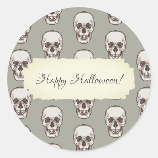 Sticker Rond Pixel Art Gothique Éffrayant Motif crâne (Devant)