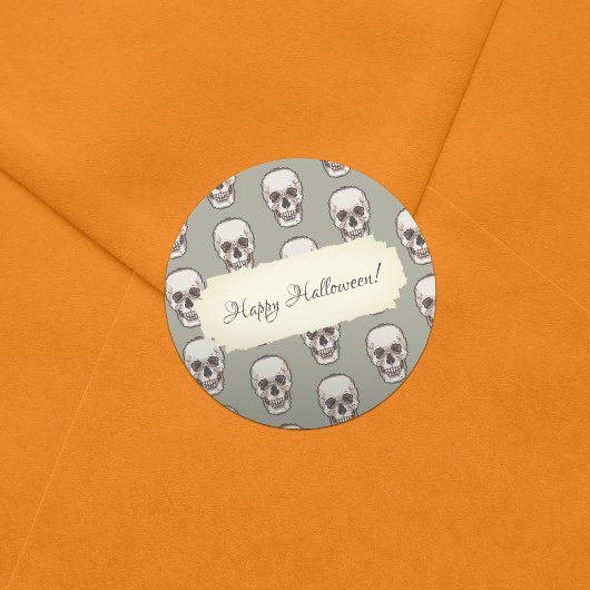 Sticker Rond Pixel Art Gothique Éffrayant Motif crâne