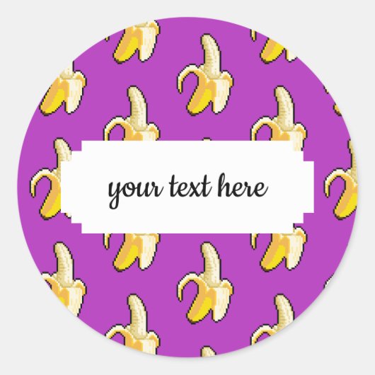 Sticker Rond Pixel Art Prêt À Manger Motif Banane Jaune (Devant)