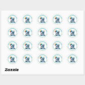 Sticker Rond Pixel Art Robot en Orange et Turquoise anniversair (Feuille)