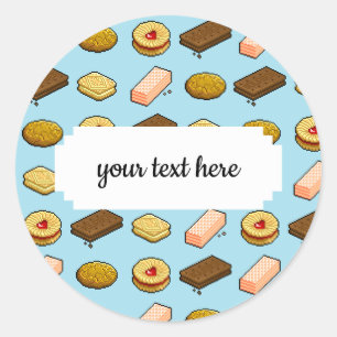 Sticker Rond Pixel Art savoureux Cookie Biscuit Motif