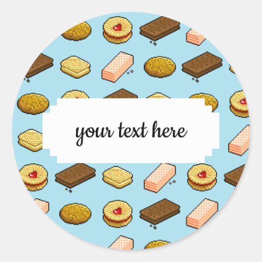 Sticker Rond Pixel Art savoureux Cookie Biscuit Motif (Devant)