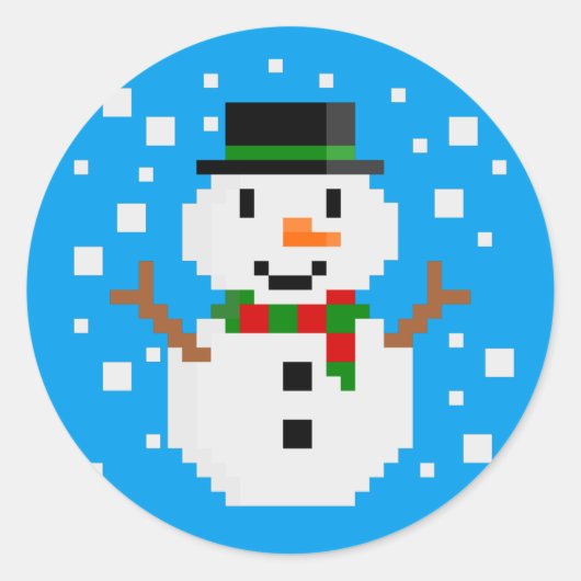 Sticker Rond Pixel Art SNOWMAN (Devant)