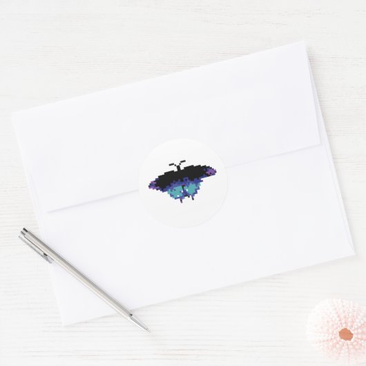 Sticker Rond Pixel Butterfly (Enveloppe)