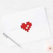 Sticker Rond Pixel Coeur 8 bits Amour (Enveloppe)