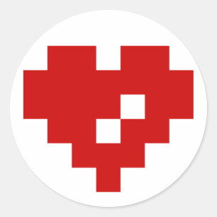 Sticker Rond Pixel Coeur 8 bits Amour