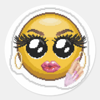 Sticker Rond Pixel d'art émoji de Barbe