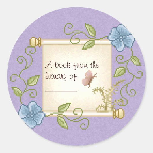 Sticker Rond Pixel floral (Devant)