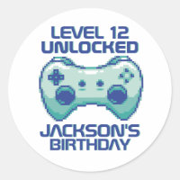 Pixel Gamer Niveau Déverrouillé Jeu Garçon Anniver