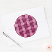 Sticker Rond Pixel Plaid_Magenta-Noir (Enveloppe)