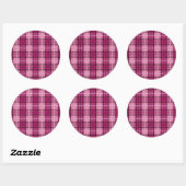 Sticker Rond Pixel Plaid_Magenta-Noir (Feuille)