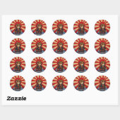Sticker Rond Pixel Samurai Chat (Feuille)