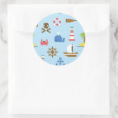 Sticker Rond Pixel Sea Art Motif (Sac)