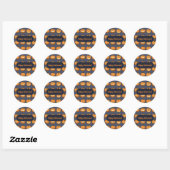 Sticker Rond Pixel six Jack o'Lantern Citrouille Motif (Feuille)