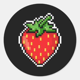 Sticker Rond Pixel Strawberry 80s Jeu Vidéo Halloween 