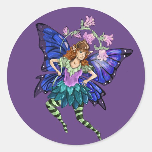 Sticker Rond Pixie ailée bleue (Devant)