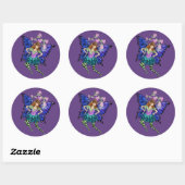Sticker Rond Pixie ailée bleue (Feuille)