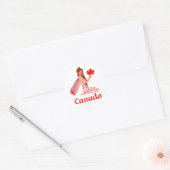 Sticker Rond Pixie canadienne avec feuille d'érable (Enveloppe)