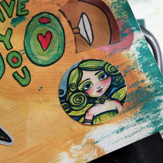 Sticker Rond Pixie nature verte