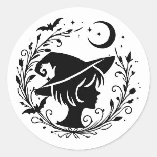 Sticker Rond Pixie Witch Wiccan Magic sorcières Halloween