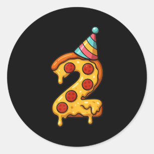 Sticker Rond Pizza 2e anniversaire 2 ans Vieux parti Casquette