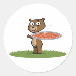 Sticker Rond Pizza à l'ours en peluche