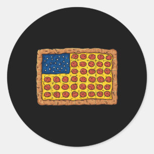 Sticker Rond Pizza American Drapeau 4 juillet Fun Food Boys Gir