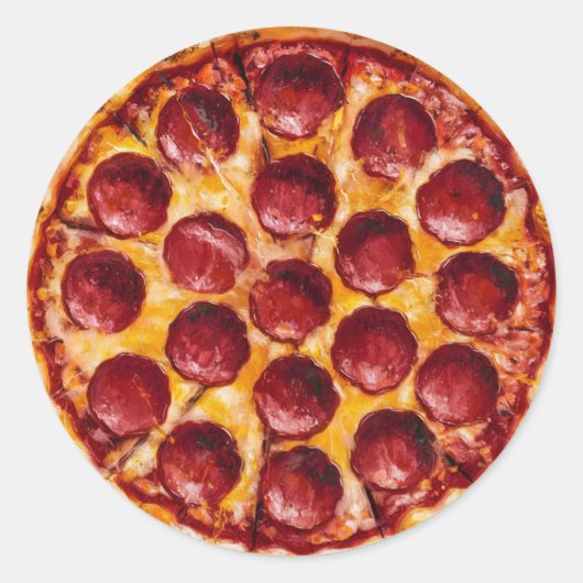 Sticker Rond Pizza au Pepperoni (Devant)