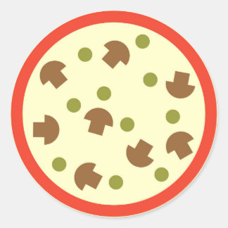 Sticker Rond Pizza aux champignons Olives Sauce tomate au froma