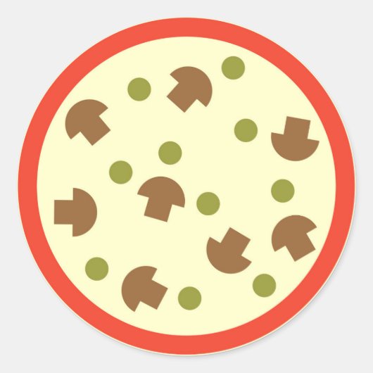 Sticker Rond Pizza aux champignons Olives Sauce tomate au froma (Devant)