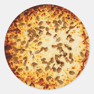 Sticker Rond Pizza classique au fromage et à la saucisse