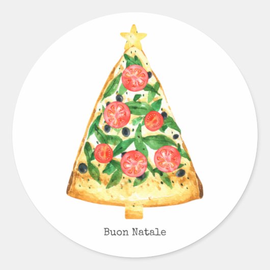 Sticker Rond Pizza de Noël italien de Buon Natale (Devant)