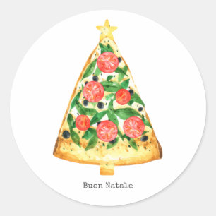 Sticker Rond Pizza de Noël italien de Buon Natale